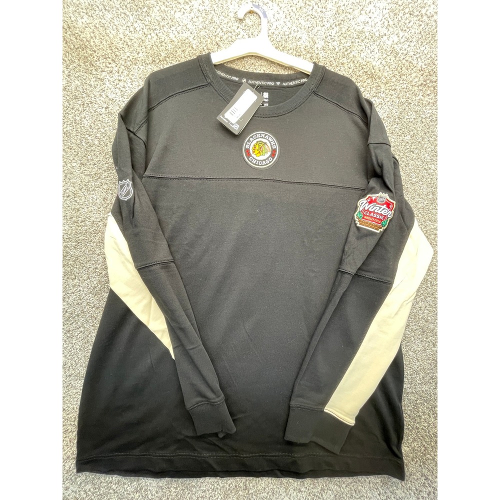 Fanatics Chicago Blackhawks Sweatshirt Mens 2XL Black NEW Winter Classic Patch